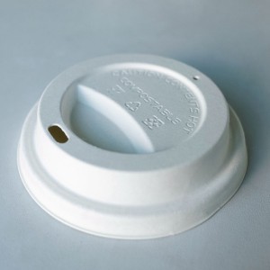 90 mm:n kertakäyttöiset Bagasse-kahvikupin kannet oljettomat
