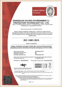 zhiben dongguan කර්මාන්ත ශාලාව ISO 140001