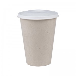 Ploché víko šálku na kávu z cukrové třtiny o průměru 90 mm
