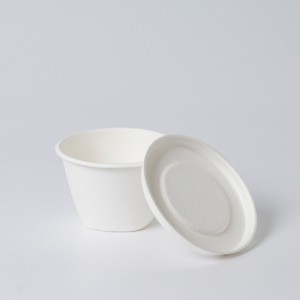 4oz Disposable Bagasse Sauce Cup with Lid Set f...