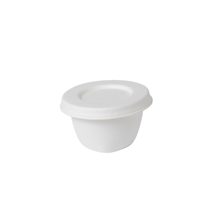 2oz Bagasse Sauce Cup with Lid Set for Dressing Food Ketchup Salad Soce
