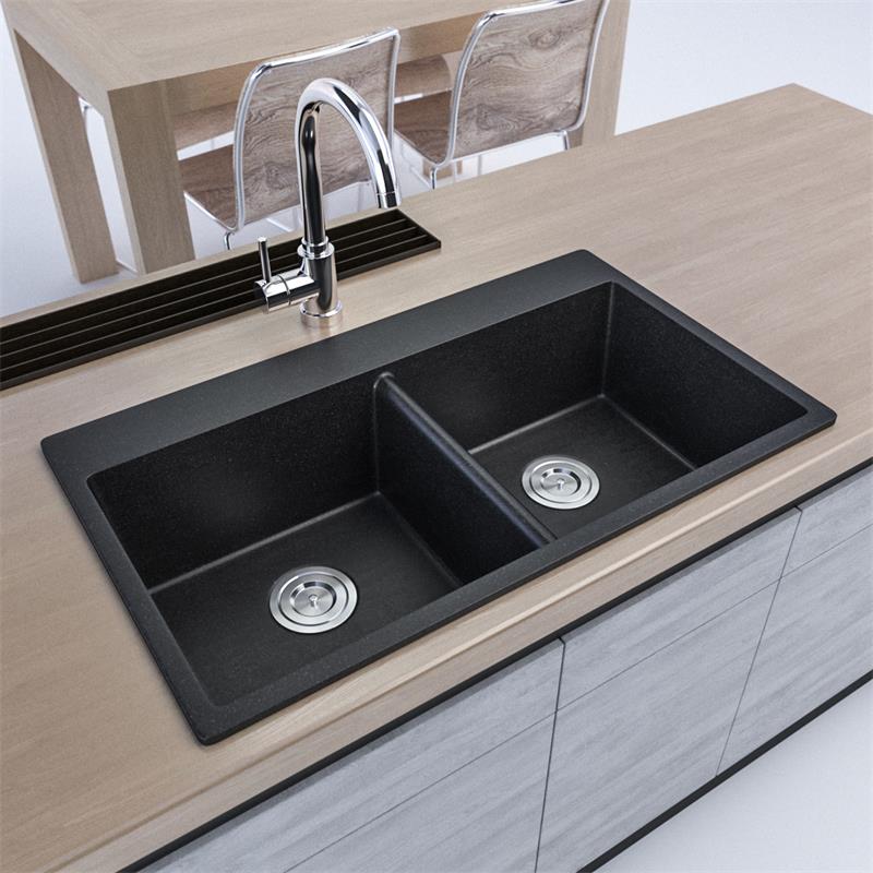 ຈີນຂາຍສົ່ງໂຖປັດສະວະຄູ່ປະສົມ Granite ເຮືອນຄົວ Sink ເຮືອນກະສິກໍາ