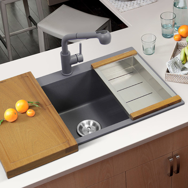 Intshayelelo emfutshane ye-quartz stone kitchen sink