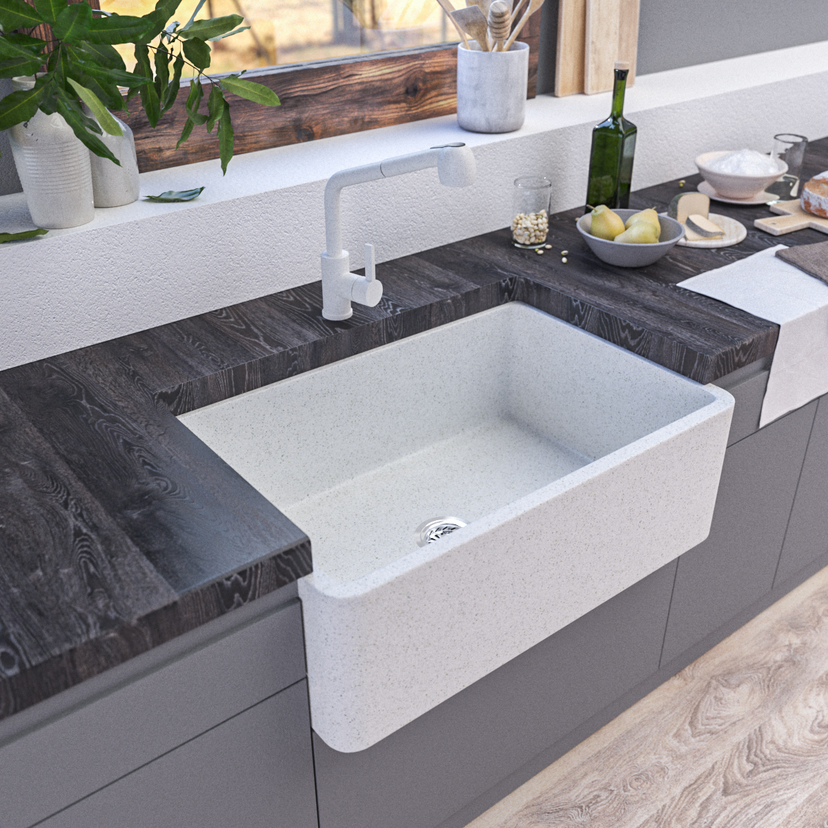 High Quality Sanitary Ware Single Bowl Granite Sink Farmhouse Sink