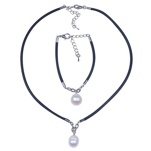 OEM/ODM China 12mm Keshi Pearl Strand - Pearl Leather Jewelry Set,Pearl Leather Choker And Earrings –  Daking Jewellery