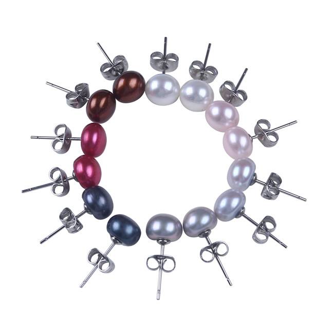 Set of 7 Pearl Stud Earrings,Flower Girl Gift, Earrings For Baby