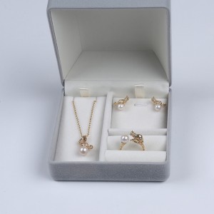 Cute kitty round pearl jewelry set