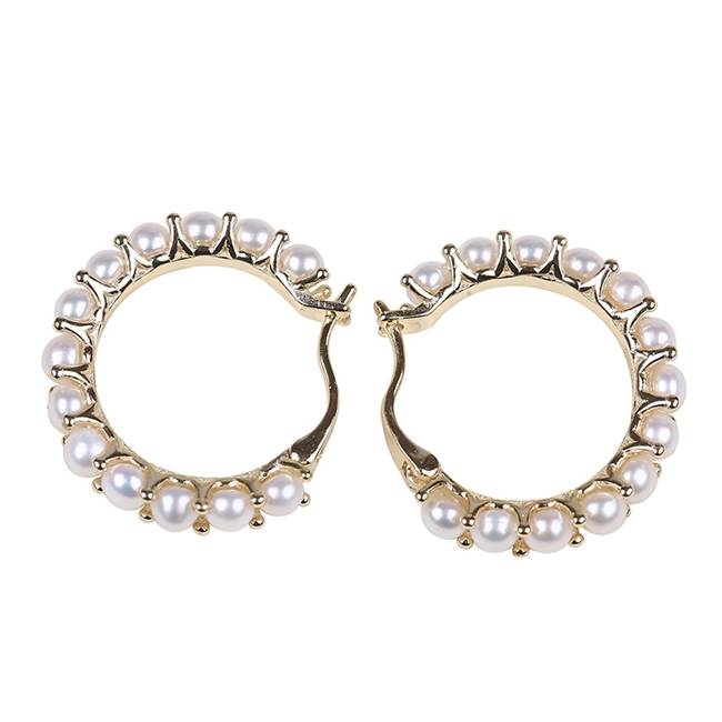 Pearl Hoop Earrings, Natural Pearl Earrings, Pearl Circle Hoop Earrings, Delicate Hoops, Beaded Pearl Earrings, Bridesmaid Gift,