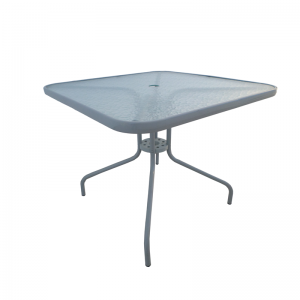 Hot Tempered glass square table outdoor modern leisure coffee table [black and white with holes] [water ripple glass]