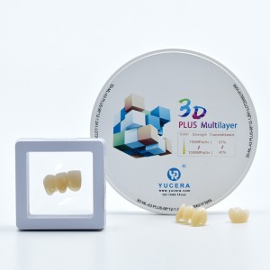 3D Pro daudzslāņu cirkonija bloki Cerec 57% caurspīdīgums 1050 MPa cirkonija CAD CAM bloku disks zobārstniecībai