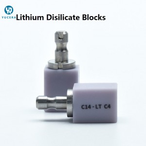 Yucera Lithium dislicate blocks and Glass Ceramic-C14-LT/HT for dental lab CAD/CAM and Sirona Roland and Imes-icore