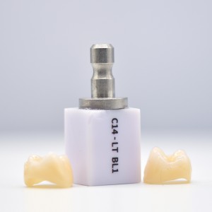 Yucera A1-BL4 CAD CAM Dental Lithium Disilicate Glass Ceramic Blocks untuk Sirona Cerec Inlab 5 Keping C14 Blok Sisi Kerusi