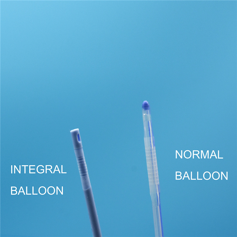 2 Ala Hoʻohui ʻia ʻo Flat Balloon Silicone Urinary Catheter me Unibal Integral Balloon Technology Open Tipped Suprapubic Use Blue