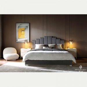 Cadre de lit en bois avec tête de lit type échelle