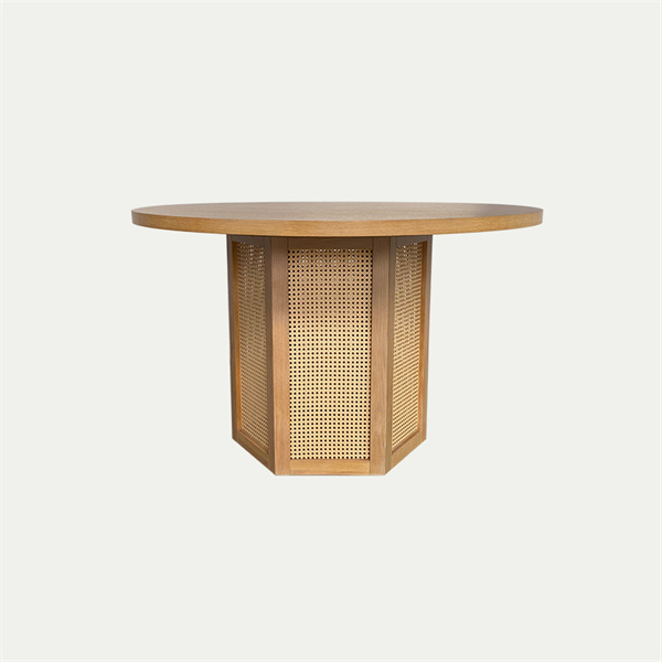 Table à manger ronde en rotin en bois massif