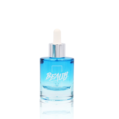 Push button cap blue glass cosmetic 30ml dropper bottle រូបភាពលក្ខណៈពិសេស