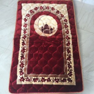 Vår varme tilpassede islamske reise sammenleggbar polstret fløyel tykt teppe Muslim bønnematte tyrkisk gavesett