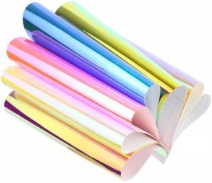 Rainbow Holographic Opal Craft Самозалепващ винил 12" x 12" Листове Направи си сам листове за плотер