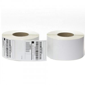 Senpaga Specimeno Glueca Pakado Kartona Skatolo Rektaj Termikaj Etikedoj Mem Adhesive Termika Papera Glumarko