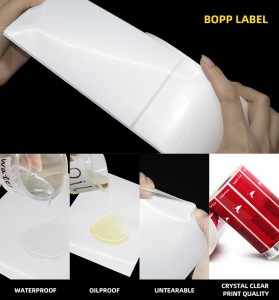 រោងចក្រលក់ដុំ Custom Inkjet Glossy Pearl White PP BOPP Self-adhesive Synthetic Paper Label Sticker