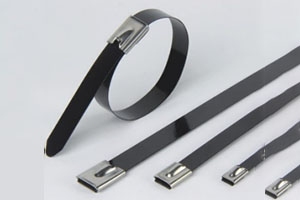 Plastic sprayed stainless steel cable tie