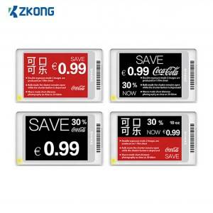zkong ციფრული ფასის ნიშანი E-INK bluetooth 5.0 NFC ელექტრონული თაროების ეტიკეტი საცალო მზის სუპერმარკეტისთვის