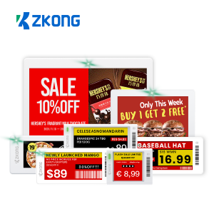 Zkong رائجة البيع ملصق الرف الرقمي سعر الملصق الإلكتروني باللون الأسود والأبيض والأحمر والأصفر