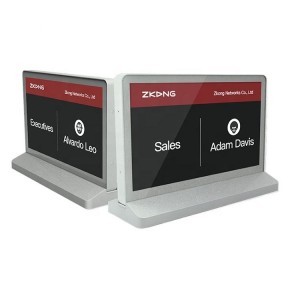 Konfrans üçün Zkong 7.5 düymlük elektron etiketli cüt ekranlı rəqəmsal etiket vizit kartı ekranı