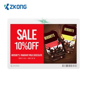 Zkong Chain Stores Supermarkets 7.3 Inch E Ink Esl Digit Display ລາຄາປ້າຍປ້າຍຊັ້ນວາງ 4 ສີ