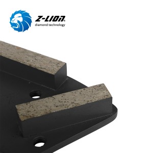 Metal bond double bar trapezoid diamond grinding plate for concrete floor surface preparation