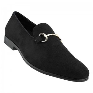 أحذية رسمية حذاء لوفر من جلد الغزال الأسود للرجال