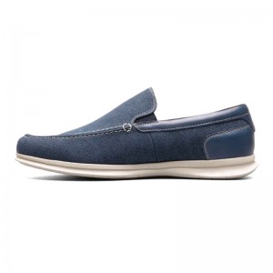 High Quality Luxury Mens PU + Denim Leather Slip On Loafers