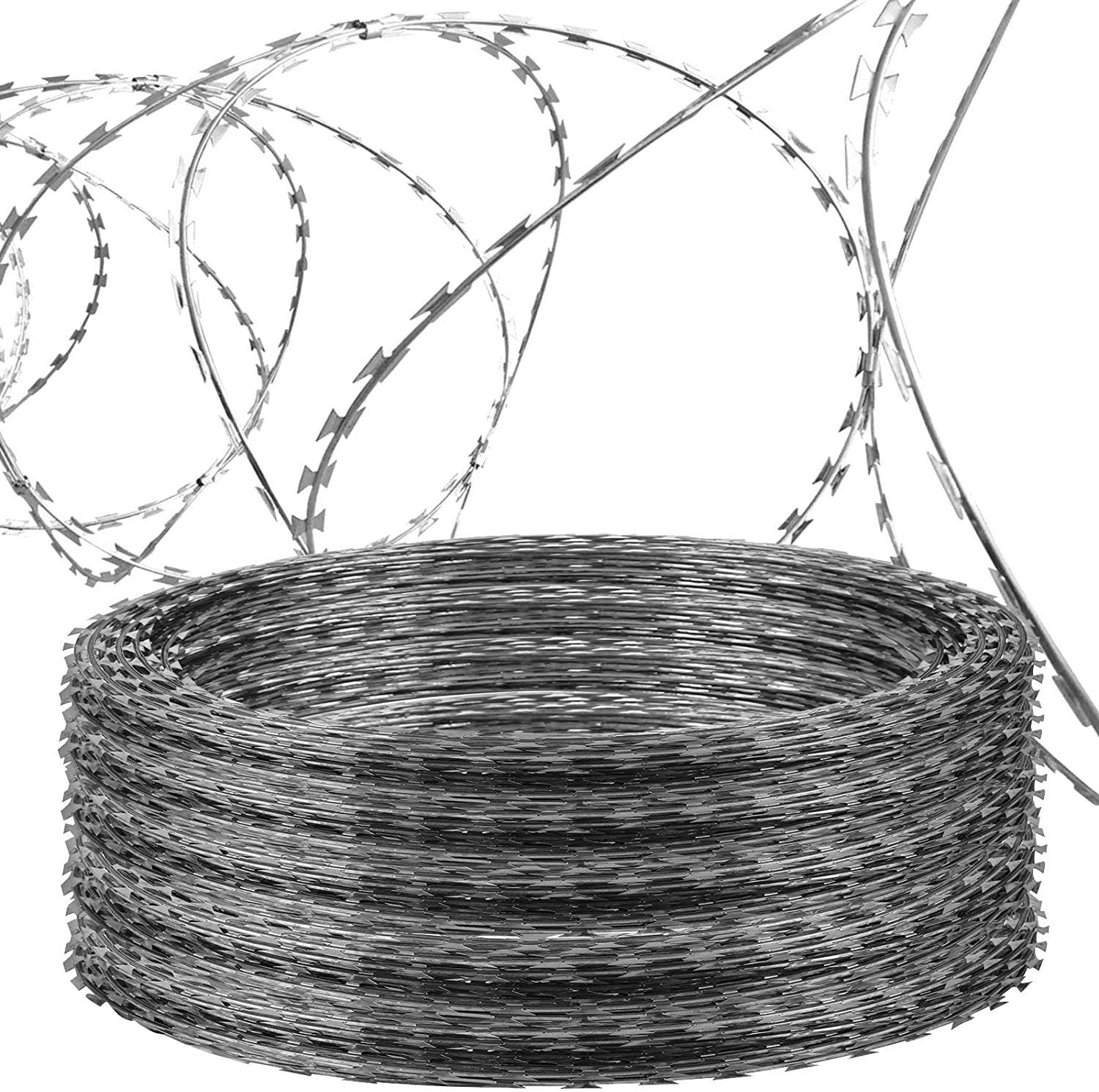 BTO-22 Galvanized Razor Wire Coil hamwe na Loops Diameter 600 mm Yifashishijwe Kumato Kurwanya Ubujura