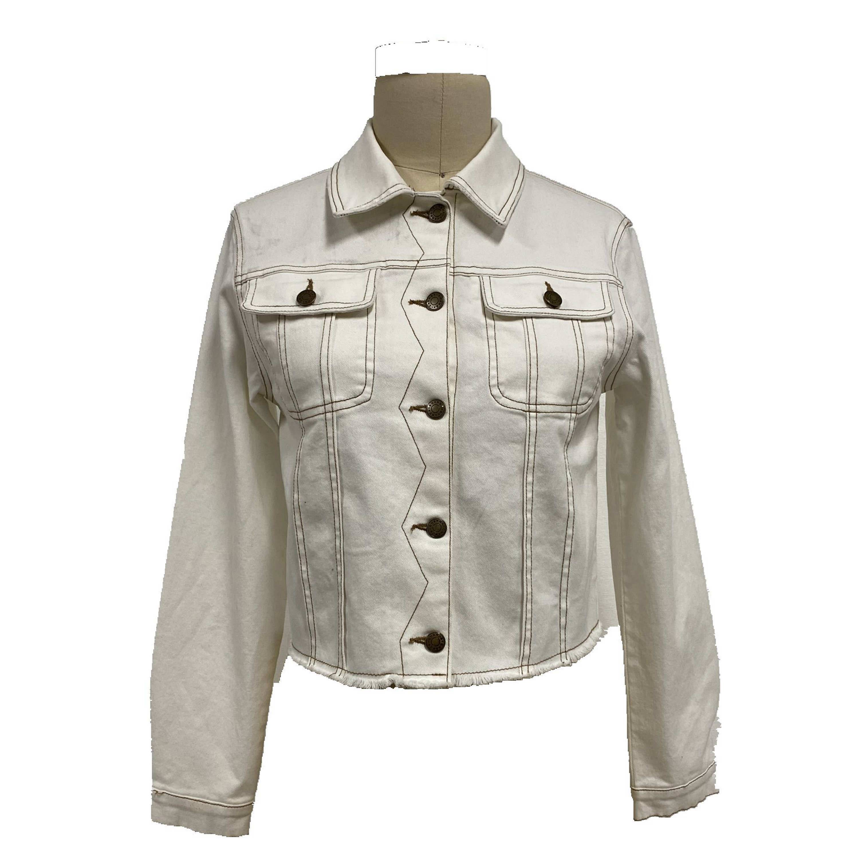 ژاکت دکمه دار شلوار جین مدرن 2021 با یقه پیراهن و آستین بلند زنانه عمده فروشی