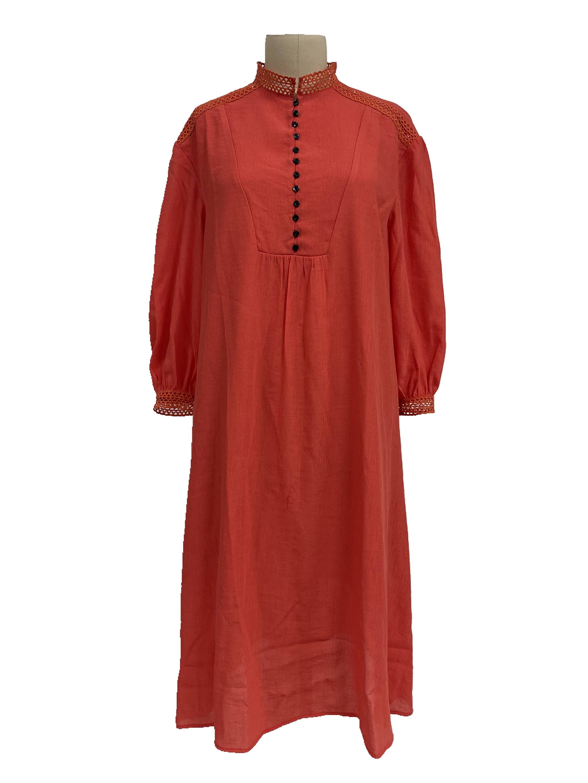 2021 moderne crêpe jurk met lange mouwen en kanten details damesjurk groothandel