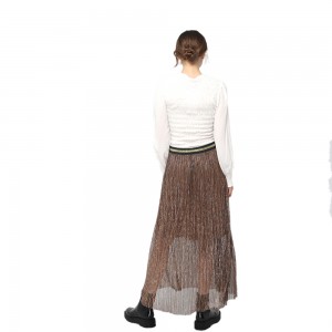 2020 moderne geplooide midi-rok met hoge taille en contrasterende elastische tailleband dames groothandel