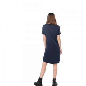 2020 현대 라운드 넥 피부 친화적 인 뜨개질 모달 짧은 소매 드레스 여성 도매