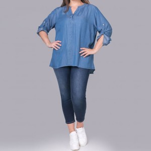 Veleprodaja OEM proljetno ljeto ženska Tencel traper bluza za pranje odjeće