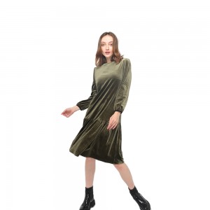 2020 moderna elegantna baršunasta haljina dugih rukava sa okruglim izrezom za žene na veliko