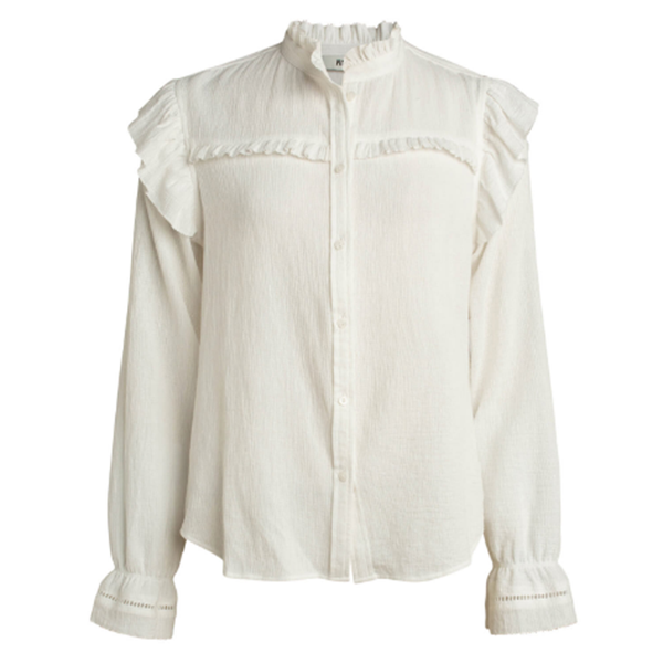 Wholesale OEM Spring Summer Lady's Cotton Crepe Ruffles Blouse Lace Shirt
