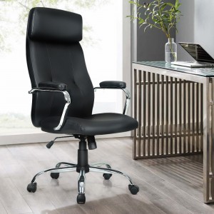 HAPPYGAME Boss Office Chair Executive Chair, Traditional, Metal Chrome Finish