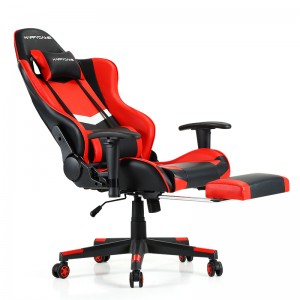 HAPPYGAME Gaming Chair Office Chair nrog Footrest High Back Computer Chair Leather Desk Chair Racing Executive Ergonomic Adjustable Swivel Task Chair nrog Headrest thiab Lumbar Support