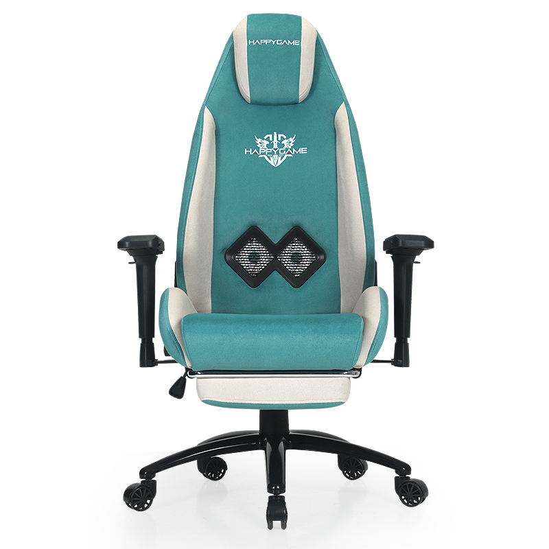HAPPYGAME Gaming Office hoë rug rekenaar ergonomiese stoel met voetsteun en waaier