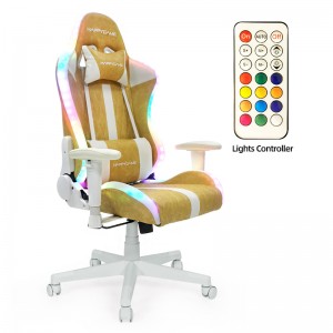 HAPPYGAME Kontorsspelstol Bekväm vridbar skrivbordsstol för hemmakontor med RGB-ljus