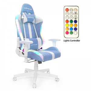 HAPPYGAME kontorspillestol Komfortabel drejelig hjemmekontorstol med RGB-lys