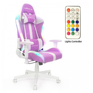 HAPPYGAME Krzesło biurowe do gier Wygodne obrotowe krzesło do domowego biura ze światłem RGB