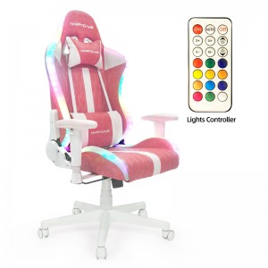 Cadira de jocs d'oficina HAPPYGAME Còmoda cadira giratòria d'escriptori d'oficina a casa amb llum RGB