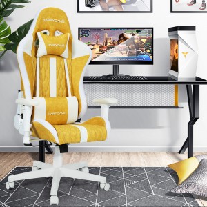 HAPPYGAME kontorspillestol Komfortabel drejelig hjemmekontorstol med RGB-lys