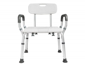 Adjustable aluminum shower chair with handrail and backrest