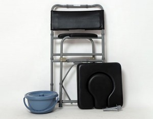 Foldable carbon steel commode chair for disabled people